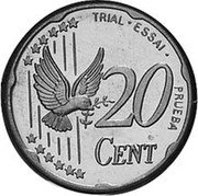 UK 20 Cent (Elizabeth II - pattern) X# Pn5 TRIAL ESSAI PRUEBA 20 CENT coin reverse