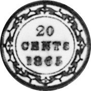 Canada 20 Cents (Victoria- pattern) KM# Pn13 20 CENTS 1865 coin reverse Canada 20 Cents (Victoria- pattern) KM# Pn13 20 CENTS 1865 coin reverse