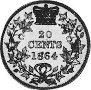 Canada 20 Cents (Victoria- pattern) KM# Pn5 20 CENTS 1864 coin reverse Canada 20 Cents (Victoria- pattern) KM# Pn5 20 CENTS 1864 coin reverse