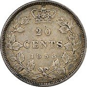Canada 20 Cents Victoria- pattern 1858 KM# Pn4 20 CENTS 1858 coin reverse Canada 20 Cents Victoria- pattern 1858 KM# Pn4 20 CENTS 1858 coin reverse