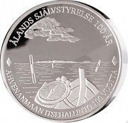 Finland 20 Euro (100 Years of Self-government in the Aland Region) KM# 301 ÅLANDS SJÄLVSTYRELSE 100 ÅR AHVENANMAAN ITSEHALLINTO 100 VUOTTA coin reverse