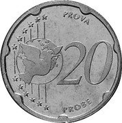 UK 20 Euro Cent (Elizabeth II - pattern) X# Pn23 PROVA 20 PROBE coin reverse