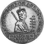 UK 20 Pounds (James VI) MB# 120 IACOBVS 6 DEI GRA REX SCOTOR IN VTRVMQVE PARATVS 1576 coin obverse UK 20 Pounds (James VI) MB# 120 IACOBVS 6 DEI GRA REX SCOTOR IN VTRVMQVE PARATVS 1576 coin obverse