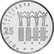 Spain 25 ECU Catalonia 1994 Proof X# M9 CATALUNYA 1994 25 ECU coin obverse Spain 25 ECU Catalonia 1994 Proof X# M9 CATALUNYA 1994 25 ECU coin obverse