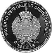 Malta 25 Liras (Papst Johannes Paul II.) X# 312 SOVRANO OSPEDALIERO ORDINE DI MALTA KNIGHTS OF MALTA 2005 25 LIRAS O.S.J. coin obverse Malta 25 Liras (Papst Johannes Paul II.) X# 312 SOVRANO OSPEDALIERO ORDINE DI MALTA KNIGHTS OF MALTA 2005 25 LIRAS O.S.J. coin obverse