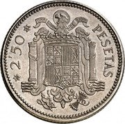 Spain 2'50 Pesetas (Francisco Franco - Trial Strike) 19 2'50 54 PESETAS UNA GRANDE LIBRE PLUS ULTRA coin reverse