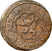 Spain 4 Maravedis (Philip III) HISPAN REGNORVM REX 1599 coin reverse Spain 4 Maravedis (Philip III) HISPAN REGNORVM REX 1599 coin reverse