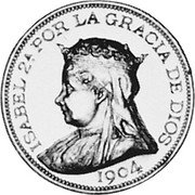 Spain 40 Pesetas Isabel II 1904 JP-L Proof X# 15 ISABEL 2A POR LA GRACIA DE DIOS 1904 coin obverse