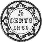 Canada 5 Cents (Victoria- pattern) KM# Pn9 5 CENTS 1865 coin reverse Canada 5 Cents (Victoria- pattern) KM# Pn9 5 CENTS 1865 coin reverse