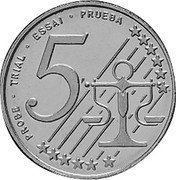 UK 5 Euro Cent (Elizabeth II - pattern) X# Pn21 PROBE TRIAL ESSAI PRUEBA 5 coin reverse UK 5 Euro Cent (Elizabeth II - pattern) X# Pn21 PROBE TRIAL ESSAI PRUEBA 5 coin reverse