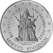 UK 5 Euro (Elizabeth II - pattern) X# Pn18 UNITED KINGDOM ELIZABETH II DEI GRA REGINA 2003 ENGLISH SCOTISH THRONES UNITED 1803 coin obverse