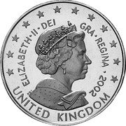 UK 5 Euro (Elizabeth II - pattern) X# Pn9a UNITED KINGDOM ELIZABETH II DEI GRA REGINA 2002 coin obverse UK 5 Euro (Elizabeth II - pattern) X# Pn9a UNITED KINGDOM ELIZABETH II DEI GRA REGINA 2002 coin obverse