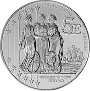 UK 5 Euro (Elizabeth II - pattern) X# Pn18 TRIAL ESSAI PRUEBA 5 E ENGLISH SCOTISH THRONES UNITED 1803 coin reverse