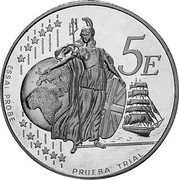 UK 5 Euro (Elizabeth II - pattern) X# Pn9a 5 E PRUEBA TRIAL ESSAI PROBE coin reverse UK 5 Euro (Elizabeth II - pattern) X# Pn9a 5 E PRUEBA TRIAL ESSAI PROBE coin reverse