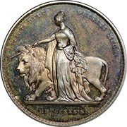 UK 5 Pounds (Victoria- pattern) KM# Pn109 DIRIGE DEUS GRESSUS MEOS MDCCCXXXIX W WYON R A. coin reverse