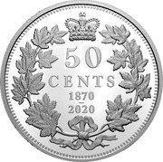 Canada 50 Cents 150th Anniversary of First National Coinage 2020 Proof 50 CENTS 1870 - 2020 coin reverse Canada 50 Cents 150th Anniversary of First National Coinage 2020 Proof 50 CENTS 1870 - 2020 coin reverse