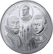 Spain 50 Euro 450th anniversary of the Battle of Lepanto 2021 M♚ FELIPE II ÄLVARO DE BAZÄN JUAN DE AUSTRIA ESPAÑA 2021 coin obverse