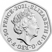 UK 50 Pence (Winnie Pooh) ELIZABETH II D G REG F D 50 PENCE 2021 J C coin obverse UK 50 Pence (Winnie Pooh) ELIZABETH II D G REG F D 50 PENCE 2021 J C coin obverse