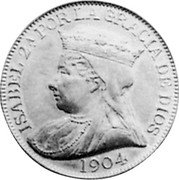 Spain 50 Pesetas Isabel II 1904 JP-L Proof X# 16 ISABEL 2A POR LA GRACIA DE DIOS 1904 coin obverse