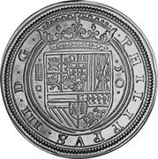 Spain 50 Reales (Philip III) X# MA1 PHILIPPVS III D G 50 G coin obverse Spain 50 Reales (Philip III) X# MA1 PHILIPPVS III D G 50 G coin obverse