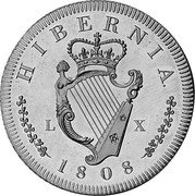 Ireland 60 Shillings (George III) X# 18 HIBERNIA L X 1808 coin reverse
