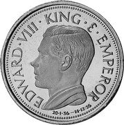 UK Crown (Edward VIII) X# M13 EDWARD VIII KING E EMPEROR 20 1 36 11 12 36 coin obverse UK Crown (Edward VIII) X# M13 EDWARD VIII KING E EMPEROR 20 1 36 11 12 36 coin obverse