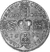 Ireland Crown (James II Gun Money) KM# Pn13 CHRIS TO VICT ORE TRI VMPHO ANO DOM 16 90 coin reverse Ireland Crown (James II Gun Money) KM# Pn13 CHRIS TO VICT ORE TRI VMPHO ANO DOM 16 90 coin reverse