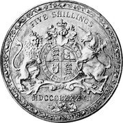 UK Crown (Victoria) X# 56 FIVE SHILLINGS MDCCCLXXXVII coin reverse