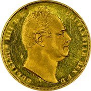 UK Crown (William IV) KM# PnA98 GULIELMUS IIII D G BRITANNIAR REX F D coin obverse UK Crown (William IV) KM# PnA98 GULIELMUS IIII D G BRITANNIAR REX F D coin obverse