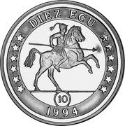 Spain Diez Ecu X# M68 Kingdom DIEZ ECU 10 1994 coin obverse