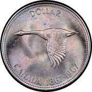 Canada Dollar (100th Anniversary of Canada -pattern) KM# Pn24 DOLLAR CANADA 1867-1967 coin reverse Canada Dollar (100th Anniversary of Canada -pattern) KM# Pn24 DOLLAR CANADA 1867-1967 coin reverse