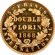 UK Double Florin (Victoria- pattern) KM# PnS115 5 FRANCS DOUBLE FLORIN 1868 INTERNATIONAL coin reverse