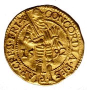 Netherlands Ducat KM# 13 Friesland Province Trade Coinage CONCORDIA RES PAR CRES FRI coin obverse Netherlands Ducat KM# 13 Friesland Province Trade Coinage CONCORDIA RES PAR CRES FRI coin obverse