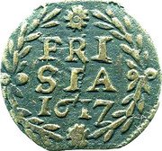 Netherlands Duit 1617 Lion KM# 16a Friesland Province Standard Coinage FRI SIA 1617 coin reverse Netherlands Duit 1617 Lion KM# 16a Friesland Province Standard Coinage FRI SIA 1617 coin reverse