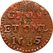 Netherlands Duit 1685 KM# 35 Groningen & Ommeland Province Standard Coinage GRON ET OML 1685 coin reverse Netherlands Duit 1685 KM# 35 Groningen & Ommeland Province Standard Coinage GRON ET OML 1685 coin reverse