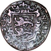 Netherlands Duit 1653 KM# 46b Friesland Province Standard Coinage NISI DNS NOBISCVM coin obverse Netherlands Duit 1653 KM# 46b Friesland Province Standard Coinage NISI DNS NOBISCVM coin obverse