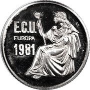 Greece ECU Ecu coinage 1981 Proof X# 10 ECU EUROPA 1981 coin obverse Greece ECU Ecu coinage 1981 Proof X# 10 ECU EUROPA 1981 coin obverse