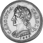 UK Farthing Charles II- pattern 1665 KM# PnR33 CAROLVS A CAROLO 1665 coin obverse UK Farthing Charles II- pattern 1665 KM# PnR33 CAROLVS A CAROLO 1665 coin obverse
