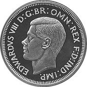 UK Five Shillings (Edward VIII) X# 121 EDWARDVS VIII D G BR OMN REX F D IND IMP coin obverse