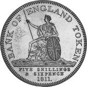 UK Five Shillings & Sixpence (George III) KM# PnC68 BANK OF ENGLAND TOKEN FIVE SHILLINGS & SIXPENCE 1811 coin reverse UK Five Shillings & Sixpence (George III) KM# PnC68 BANK OF ENGLAND TOKEN FIVE SHILLINGS & SIXPENCE 1811 coin reverse