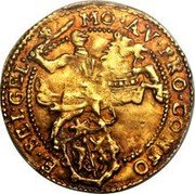 Netherlands Gold Rider 1620 Cross KM# 17.1 Gelderland Province Standart Coinage MO AVR PRO CONF OE BEL GEL coin obverse Netherlands Gold Rider 1620 Cross KM# 17.1 Gelderland Province Standart Coinage MO AVR PRO CONF OE BEL GEL coin obverse