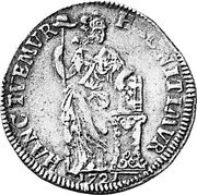 Netherlands Gulden Standing Female Figure Friesland Province 1721 KM# 73 HAC NITIMVR HANC TVEMVR coin reverse Netherlands Gulden Standing Female Figure Friesland Province 1721 KM# 73 HAC NITIMVR HANC TVEMVR coin reverse