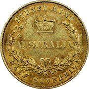 Australia Half Sovereign Victoria- pattern 1856 KM# Pn5 AUSTRALIA SYDNEY MINT HALF SOVEREIGN coin reverse Australia Half Sovereign Victoria- pattern 1856 KM# Pn5 AUSTRALIA SYDNEY MINT HALF SOVEREIGN coin reverse