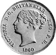 UK Halfpenny (Victoria) X# 36 VICTORIA D G BRITANNIAR REG F D 1860 coin obverse UK Halfpenny (Victoria) X# 36 VICTORIA D G BRITANNIAR REG F D 1860 coin obverse