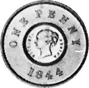 UK One Penny Victoria 1844 X# 11 ONE PENNY 1844 VICTORIA REGINA coin obverse