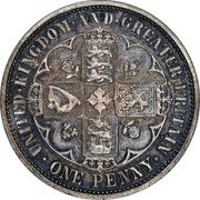 UK One Penny (Victoria) X# 38a UNITED KINGDOM AND GREATER BRITAIN ONE PENNY coin reverse