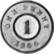 UK One Penny Victoria 1844 X# 11 ONE PENNY 1 1844 coin reverse