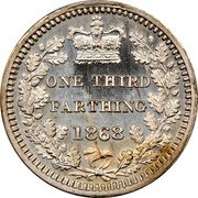 UK One Third Farthing (Victoria- pattern) KM# PnK115 ONE THIRD FARTHING 1868 coin reverse UK One Third Farthing (Victoria- pattern) KM# PnK115 ONE THIRD FARTHING 1868 coin reverse