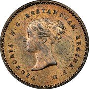 UK Quarter Farthing (Victoria- pattern) KM# PnI115 VISTORIA D G BRITANNIAN REGINA F D coin obverse UK Quarter Farthing (Victoria- pattern) KM# PnI115 VISTORIA D G BRITANNIAN REGINA F D coin obverse