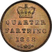 UK Quarter Farthing (Victoria- pattern) KM# PnI115 QUARTER FARTHING 1868 coin reverse UK Quarter Farthing (Victoria- pattern) KM# PnI115 QUARTER FARTHING 1868 coin reverse
